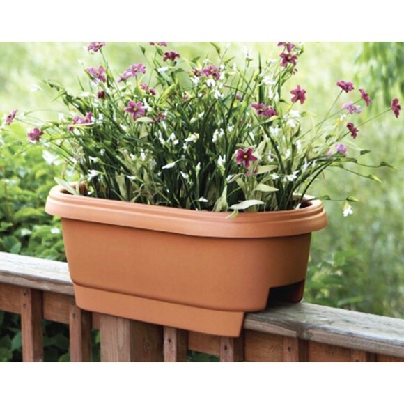Bloem Terra Cotta Oval Deck Rail Planter 24" Elevated Garden Box (Quantity 2) - Picture 4 of 16